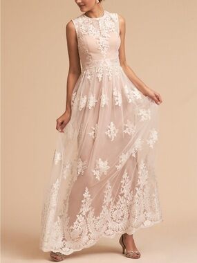 bhldn juliana high-neck side-slit stretch crepe maxi dress BHLDN Juliana High-Neck Side-Slit Stretch Crepe Maxi Dress